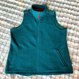 Orvis Wool blend Full Zip Fleece Vest Women’s L Marled Teal 3 Pockets